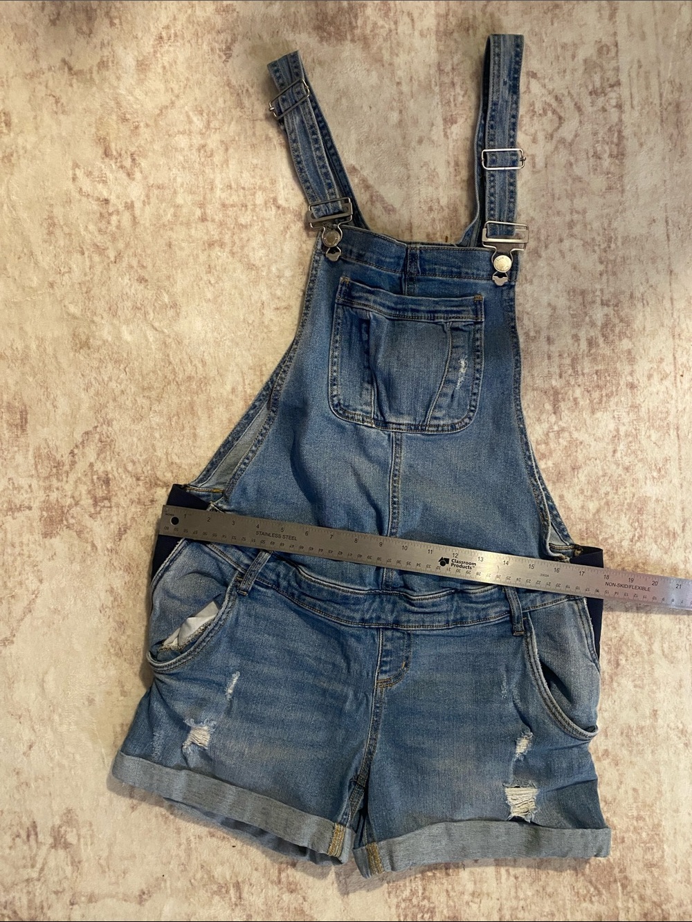 Indigo Blue Light Wash Denim Overalls Maternity